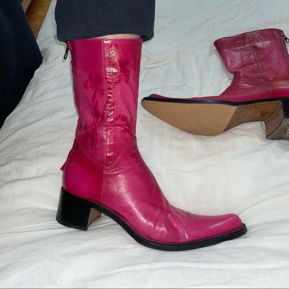 Rocco P italian leather hot pink fuschia western boots with dyed detail - Picture 4 of 8